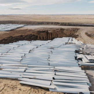 Décharge américaine de pales d'éoliennes usagées. 